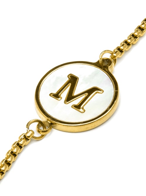 Bracelet Luxenter en nacre blanche finie plaqué or jaune 18K - Alphabet - Kiabi