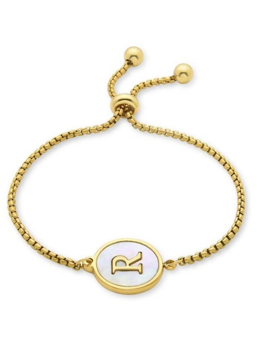 Bracelet Luxenter en nacre blanche finie plaqué or jaune 18K - Alphabet - Kiabi