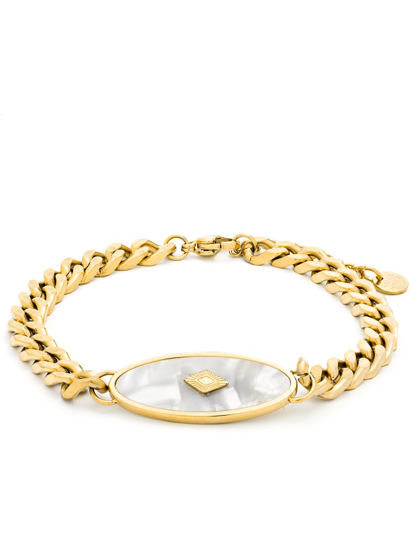 Bracciale in madreperla bianca rifino in oro giallo 18 carati