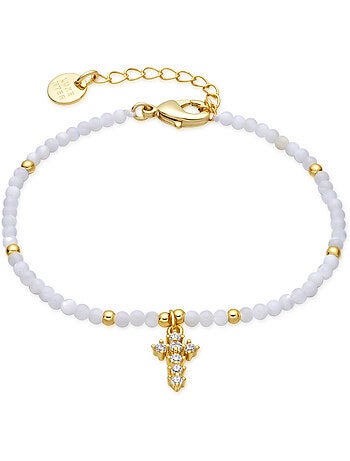 Bracelet Luxenter en nacre blanche, finition or jaune 18k - Nyali