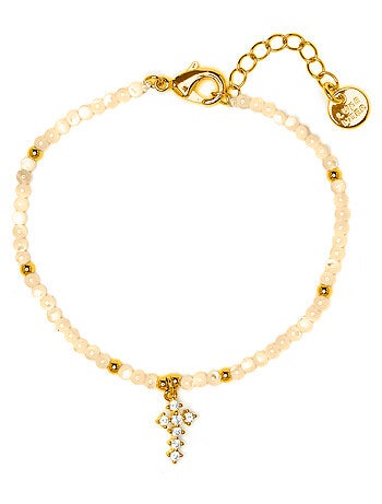 Bracelet Luxenter en nacre blanche, finition or jaune 18k - Nyali