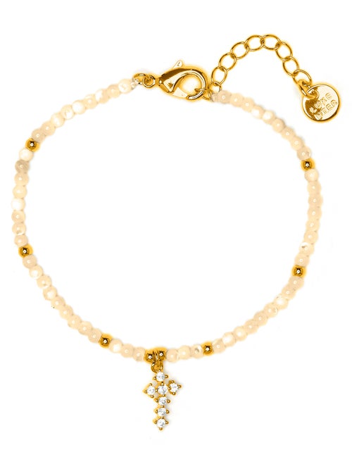 Bracelet Luxenter en nacre blanche, finition or jaune 18k - Nyali - Kiabi