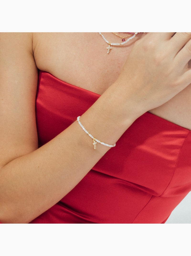 Bracelet Luxenter en nacre blanche, finition or jaune 18k - Nyali Blanc - Kiabi