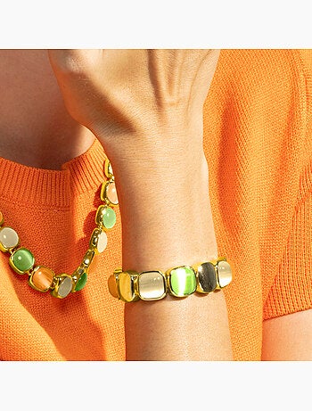 Bracelet Luxenter en œil-de-chat multicolore avec finition en or 18 carats - Jajim