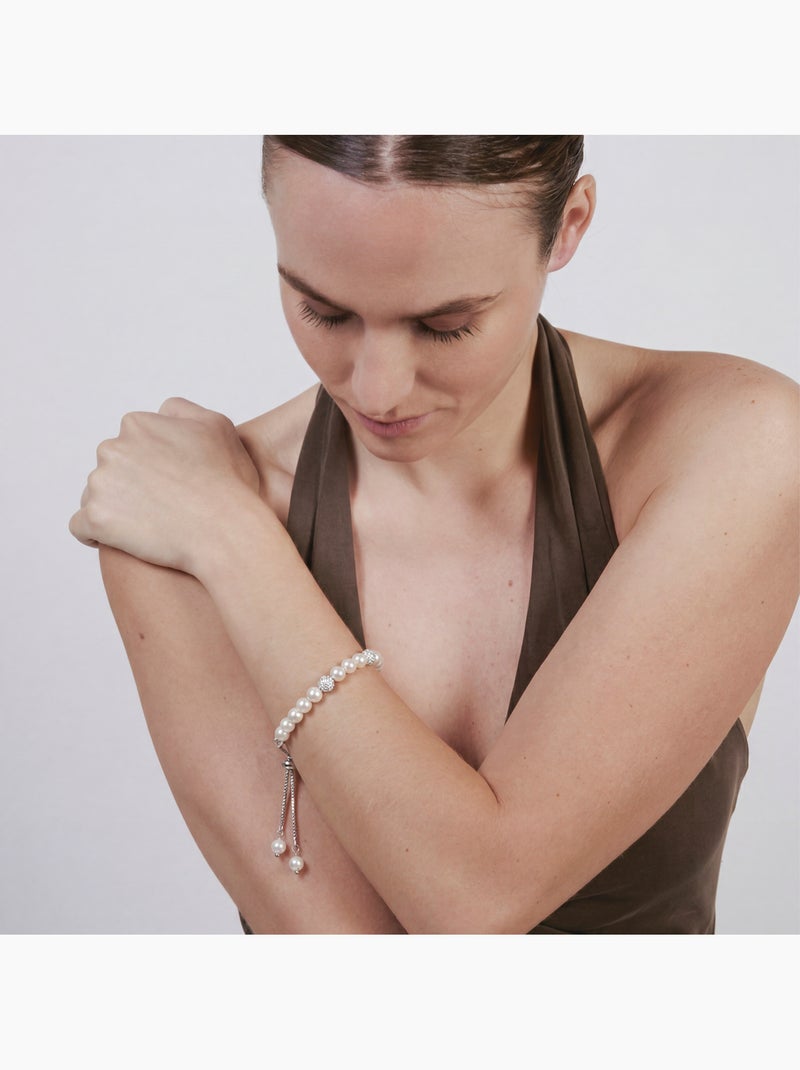 Bracelet Luxenter en perle blanche avec finition argentée - Zurgrak Argent - Kiabi