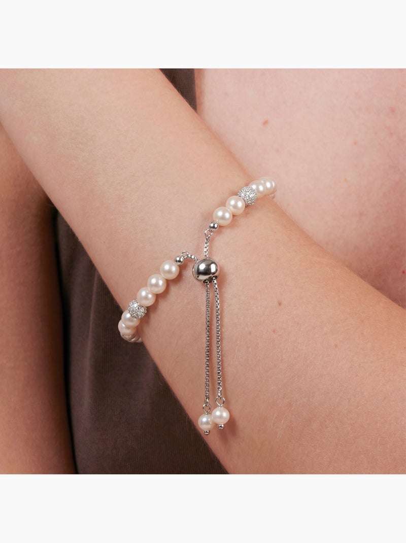 Bracelet Luxenter en perle blanche avec finition argentée - Zurgrak Argent - Kiabi