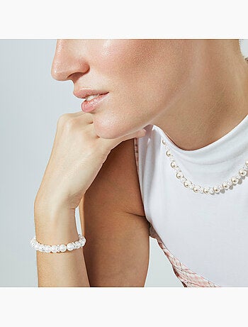 Bracelet Luxenter en perle blanche, finition argent - Clasow