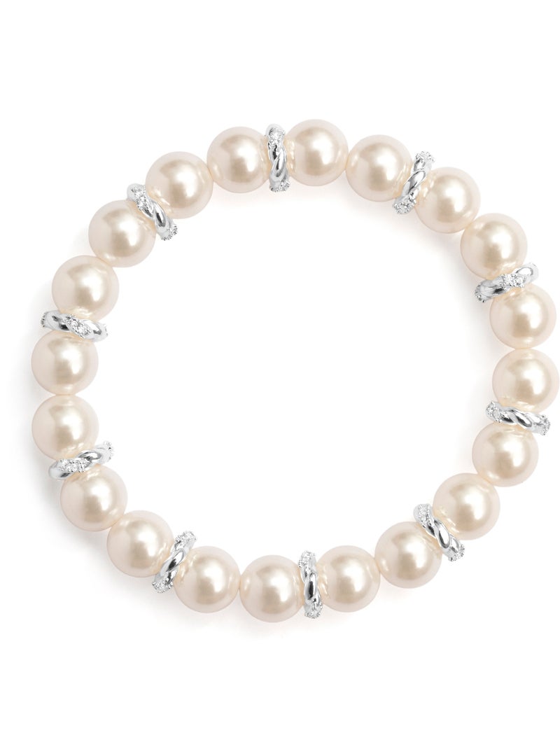 Bracelet Luxenter en perle blanche, finition argent - Clasow Argent - Kiabi