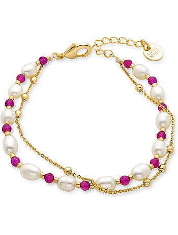 Bracelet Luxenter en perles blanches avec finition en or jaune 18 carats - Zawind