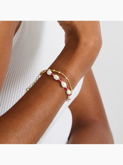 Bracelet Luxenter en perles blanches avec finition en or jaune 18 carats - Zawind - Kiabi Bracelet Luxenter en perles blanches avec finition en or jaune 18 carats - Zawind - Kiabi