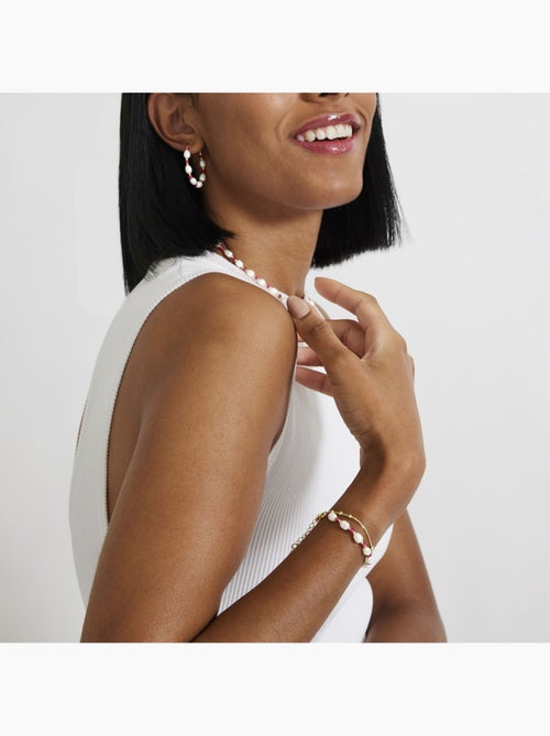 Bracelet Luxenter en perles blanches avec finition en or jaune 18 carats - Zawind - Kiabi Bracelet Luxenter en perles blanches avec finition en or jaune 18 carats - Zawind - Kiabi