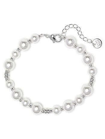 Bracelet Luxenter en perles blanches avec finition rhodiée - Akio