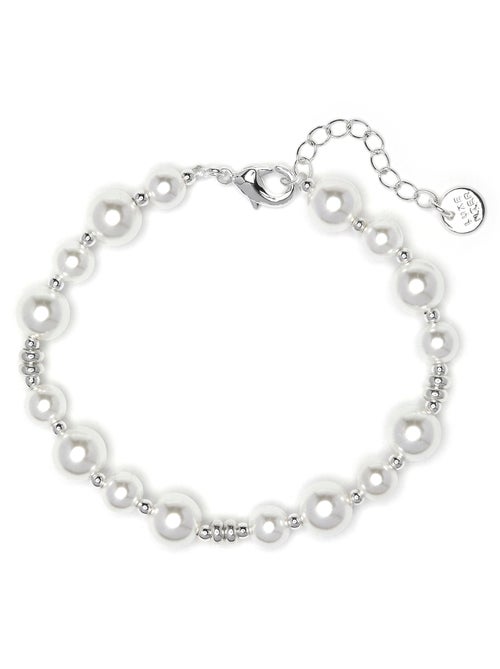 Bracelet Luxenter en perles blanches avec finition rhodiée - Akio - Kiabi