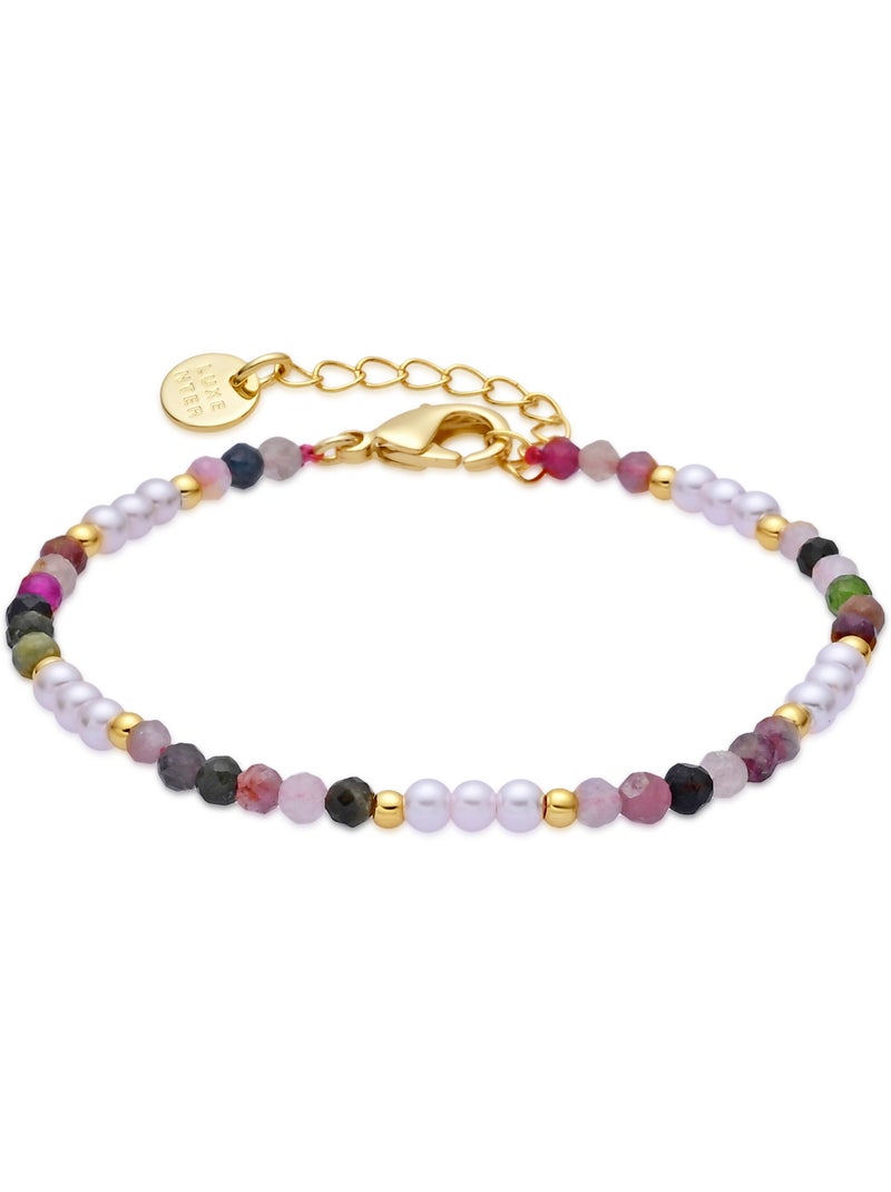 Bracelet Luxenter en tourmaline multicolore, finition or jaune 18k - Sury Multicolore - Kiabi
