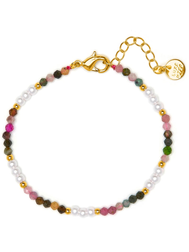 Bracelet Luxenter en tourmaline multicolore, finition or jaune 18k - Sury Multicolore - Kiabi