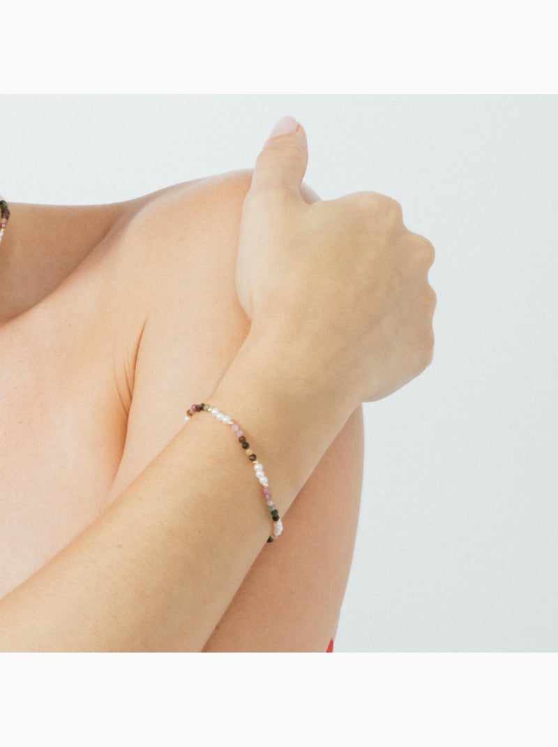 Bracelet Luxenter en tourmaline multicolore, finition or jaune 18k - Sury Multicolore - Kiabi