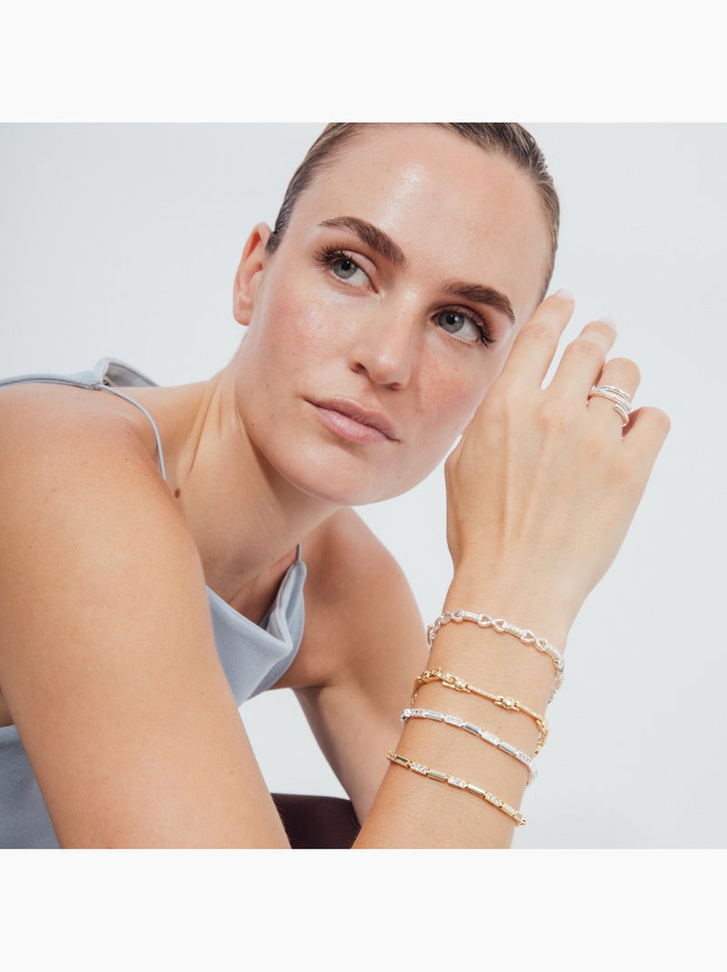 Bracelet Luxenter en zircone brillante avec finition en or jaune 18 carats - Tavli Argent - Kiabi