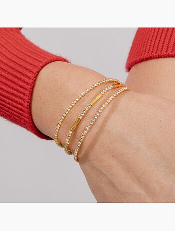 Bracelet Luxenter en zircone brillante, finition or jaune 18 carats - Amlok