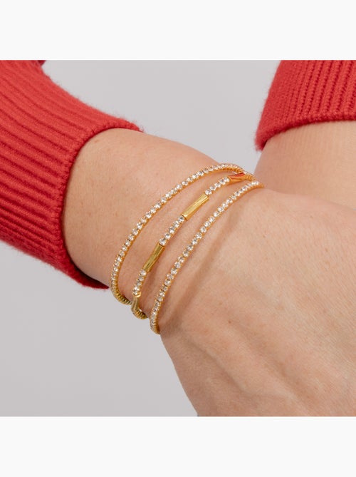 Bracelet Luxenter en zircone brillante, finition or jaune 18 carats - Amlok - Kiabi