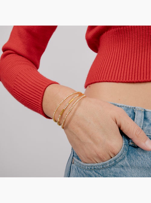 Bracelet Luxenter en zircone brillante, finition or jaune 18 carats - Amlok - Kiabi
