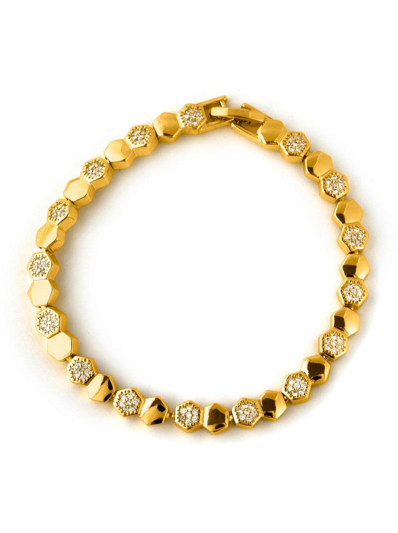 Bracelet Luxenter en zircone brillante, finition or jaune 18k - Lyth Argent - Kiabi