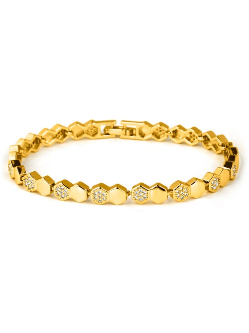 Bracelet Luxenter en zircone brillante, finition or jaune 18k - Lyth - Kiabi