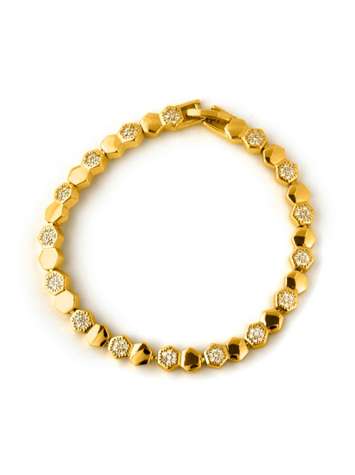 Bracelet Luxenter en zircone brillante, finition or jaune 18k - Lyth - Kiabi