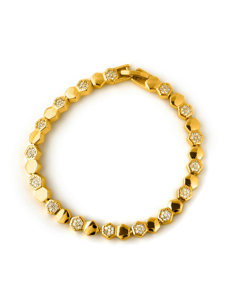 Bracelet Luxenter en zircone brillante, finition or jaune 18k - Lyth Blanc - Kiabi