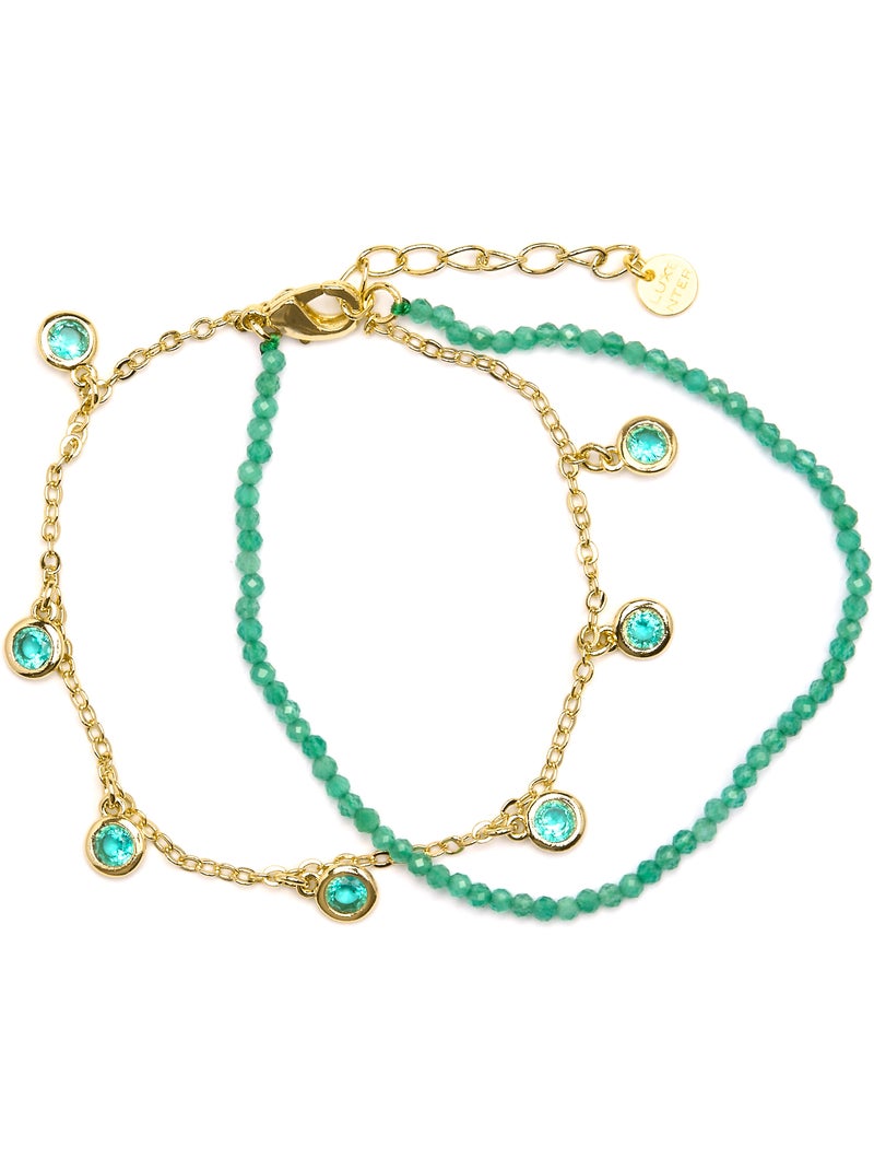 Bracelet Luxenter en zircone émeraude avec finition en or jaune 18 carats - Zaru Vert - Kiabi