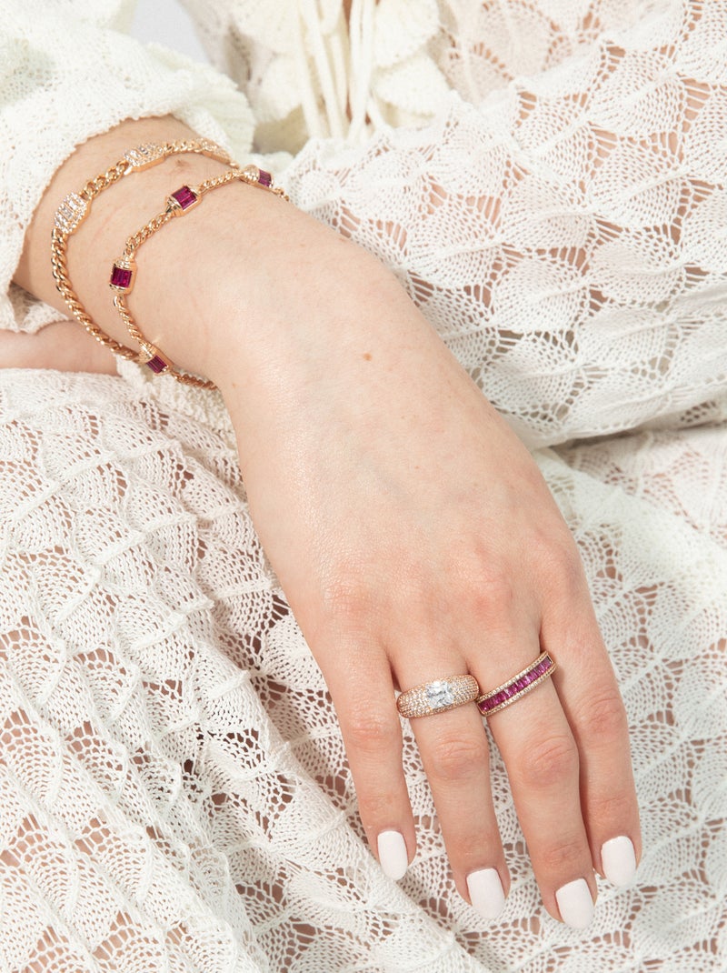 Bracelet Luxenter en zircone rubis avec finition et plaqué or 18k - Kansha Rouge - Kiabi