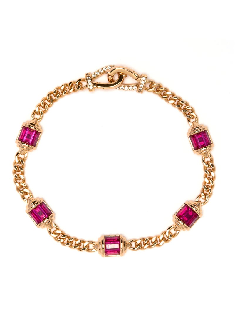Bracelet Luxenter en zircone rubis avec finition et plaqué or 18k - Kansha Rouge - Kiabi
