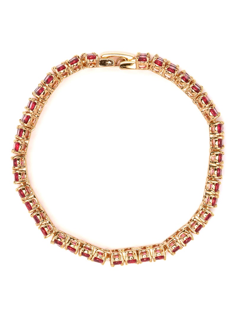Bracelet Luxenter en zircone rubis fini et plaqué or 18k - Uriom Rouge - Kiabi