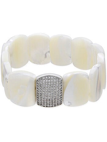 Bracelet Luxenter finition argent et nacre blanche - Nawar