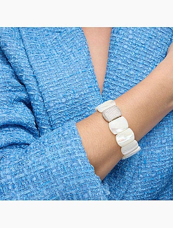 Bracelet Luxenter finition argent et nacre blanche - Nawar