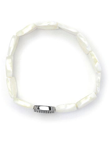 Bracelet Luxenter finition argent et nacre blanche - Nawar