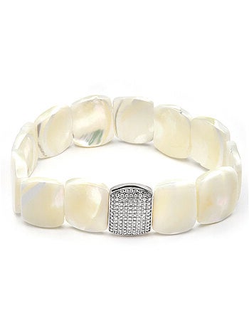 Bracelet Luxenter finition argent et nacre blanche - Nawar