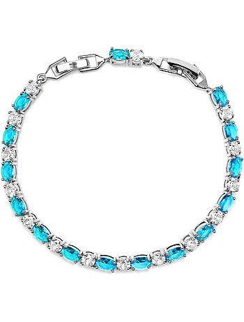 Bracelet Luxenter finition argent et zircone aquamarine - Libsi