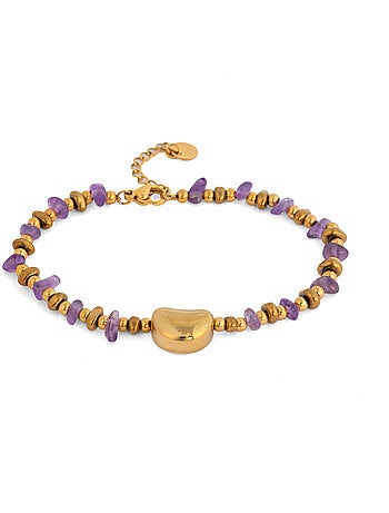 Bracelet Luxenter finition or jaune 18 carats et améthyste naturelle - Tarthae