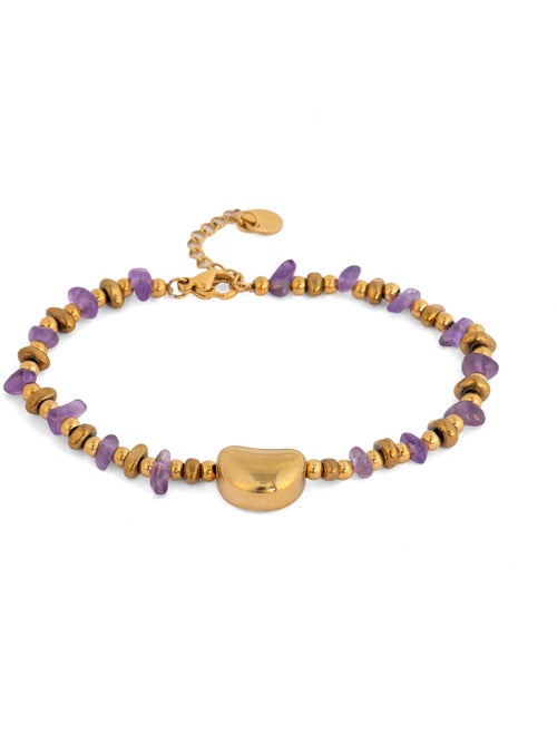 Bracelet Luxenter finition or jaune 18 carats et améthyste naturelle - Tarthae - Kiabi Bracelet Luxenter finition or jaune 18 carats et améthyste naturelle - Tarthae - Kiabi