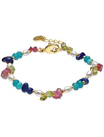 Bracelet Luxenter finition or jaune 18 carats et pierres naturelles multicolores - Onisu