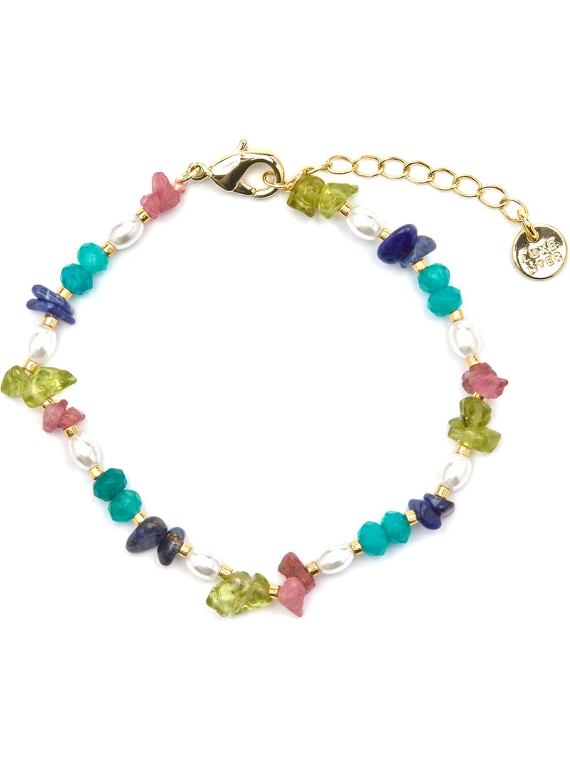 Bracelet Luxenter finition or jaune 18 carats et pierres naturelles multicolores - Onisu Multicolore - Kiabi
