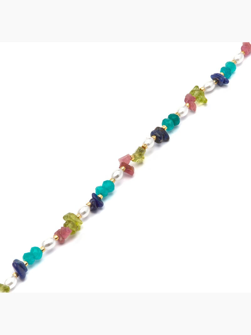 Bracelet Luxenter finition or jaune 18 carats et pierres naturelles multicolores - Onisu Multicolore - Kiabi