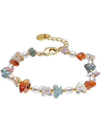 Bracelet Luxenter finition or jaune 18 carats et pierres naturelles multicolores - Wenfa
