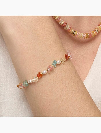 Bracelet Luxenter finition or jaune 18 carats et pierres naturelles multicolores - Wenfa
