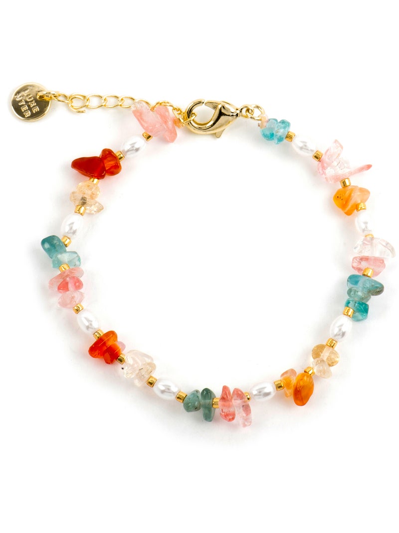 Bracelet Luxenter finition or jaune 18 carats et pierres naturelles multicolores - Wenfa Multicolore - Kiabi