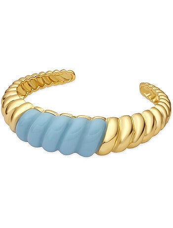 Bracelet Luxenter finition or jaune 18 carats et résine bleue - Rawil