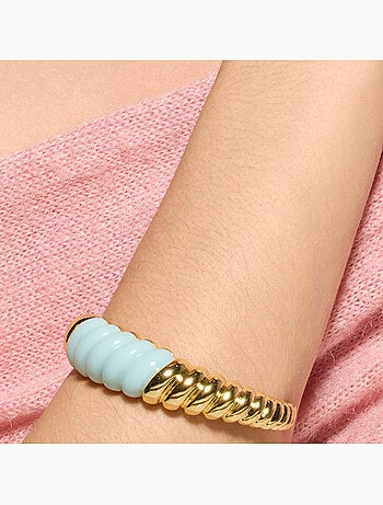 Bracelet Luxenter finition or jaune 18 carats et résine bleue - Rawil