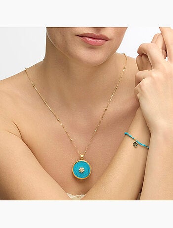 Bracelet Luxenter finition or jaune 18 carats et turquoise - Midxi