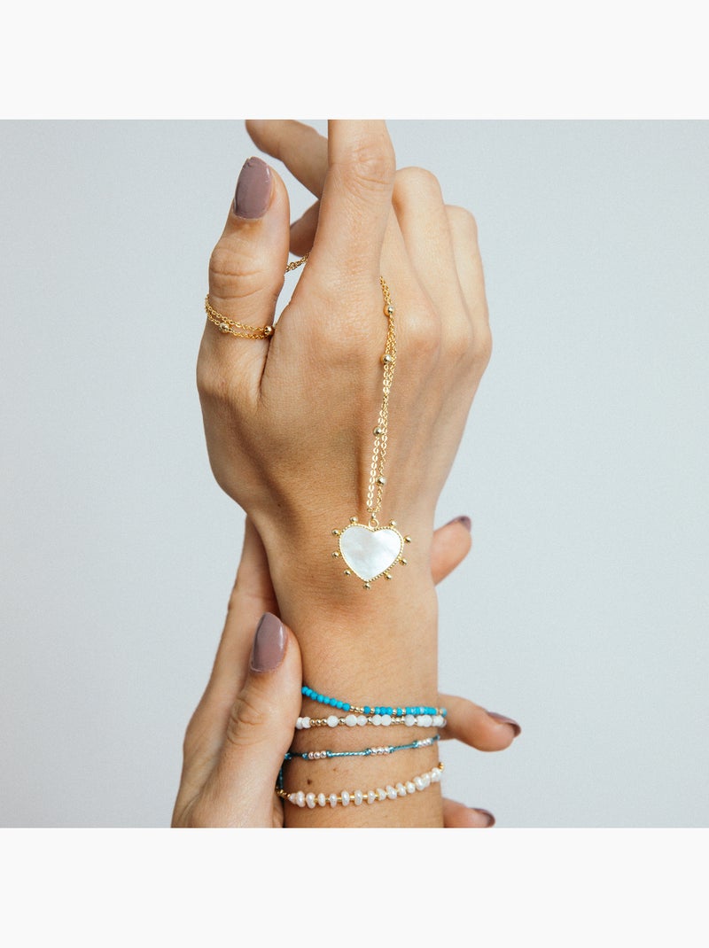 Bracelet Luxenter finition or jaune 18 carats et turquoise - Midxi Bleu - Kiabi