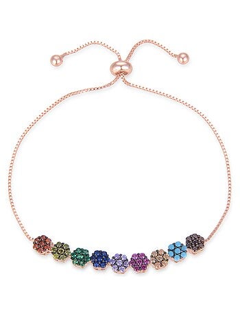 Bracelet Luxenter jusit en argent 925 et zircon multicolore avec finition plaquée or rose 18 carats